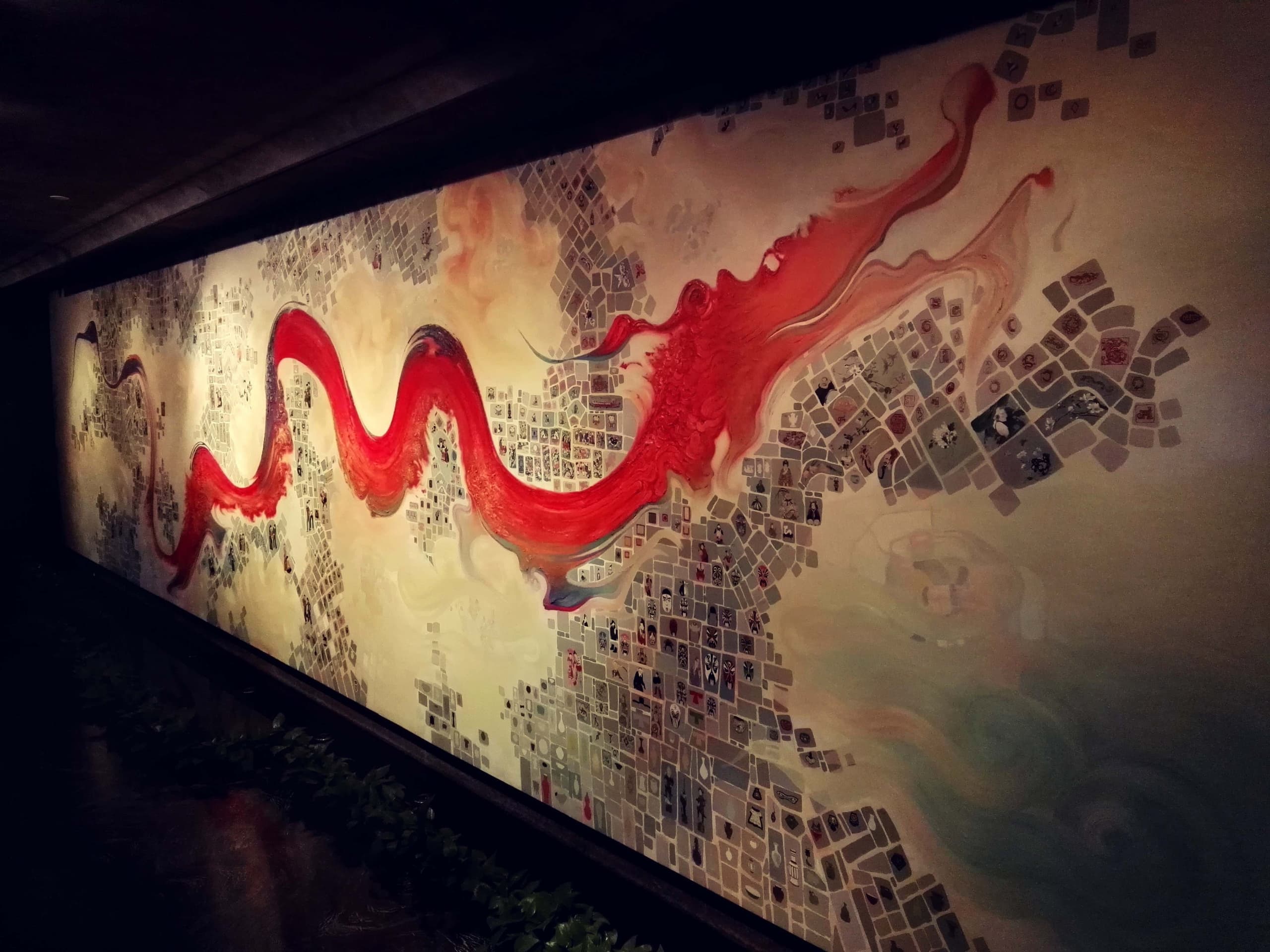 China Dragon installed along a stone corridor